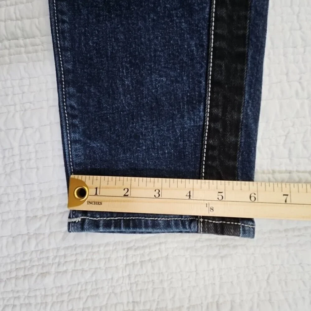 True Religion Marco Jeans Men's 34x28 Color Block Black Blue Tapered Stretch EUC